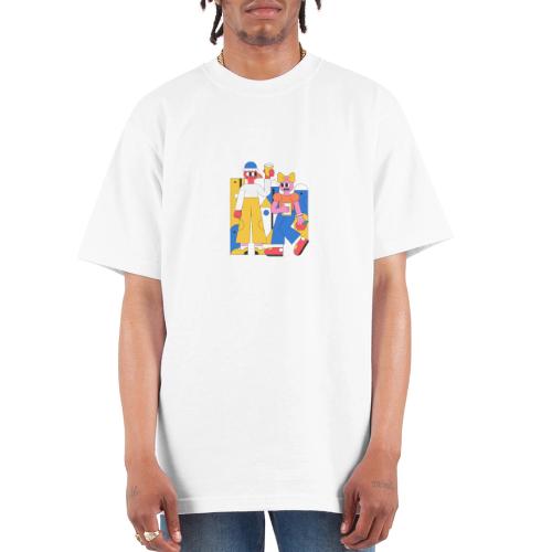 Bold Geometric Duo Pop Art - Unisex Oversized Heavyweight T-Shirt