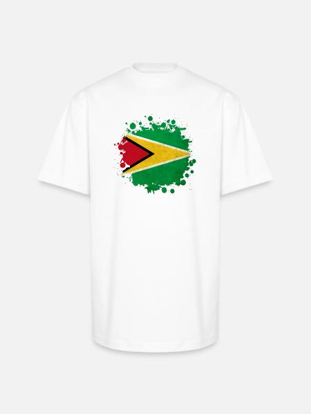 Guyana flag blob - Unisex Oversized Heavyweight T-Shirt - white