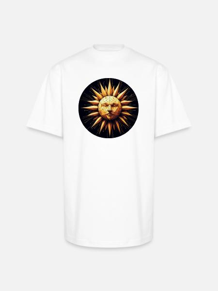 Golden Sun polygon art - Unisex Oversized Heavyweight T-Shirt - white