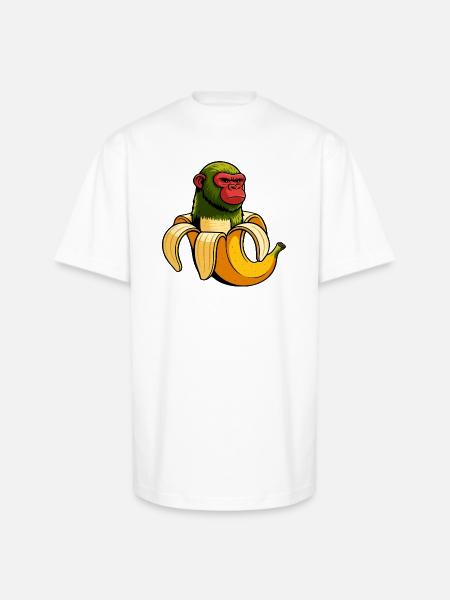 Chimpanzini Bananini Italian Brainrot Meme Art - Unisex Oversized Heavyweight T-Shirt - white