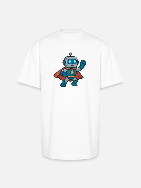 Robot Hero Lightning Cape - Unisex Oversized Heavyweight T-Shirt - white