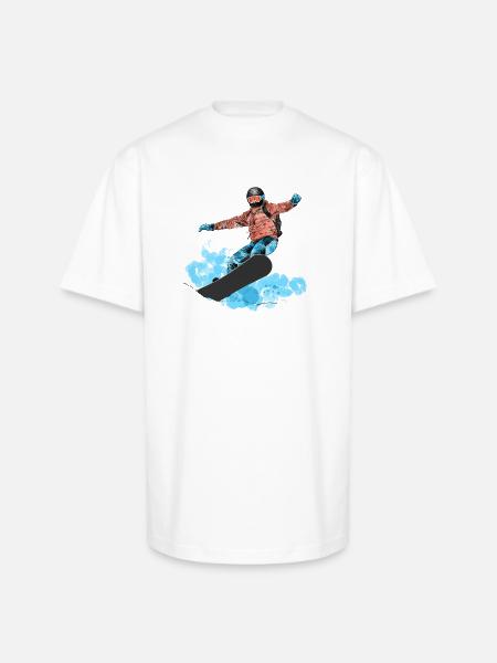 Snowboard Jump Neon Splash - Unisex Oversized Heavyweight T-Shirt - white