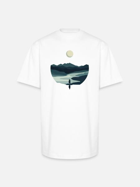 Moonlit Valley Silhouette - Unisex Oversized Heavyweight T-Shirt - white