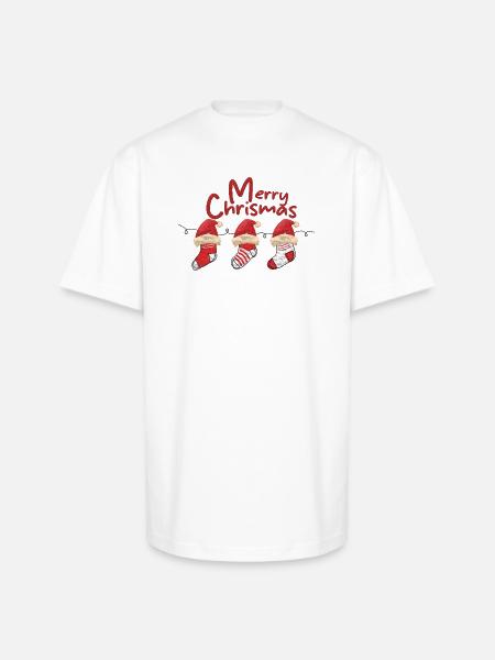 Merry Christmas Sock Trio - Unisex Oversized Heavyweight T-Shirt - white