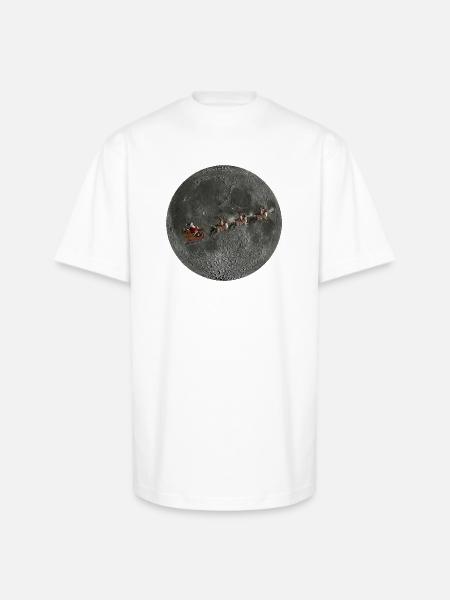 Lunar Santa Sleigh Ride - Unisex Oversized Heavyweight T-Shirt - white