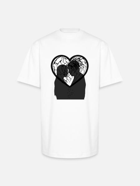 Cracked Heart  - Unisex Oversized Heavyweight T-Shirt - white