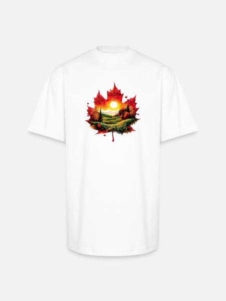 Autumn Maple Landscape - Unisex Oversized Heavyweight T-Shirt - white