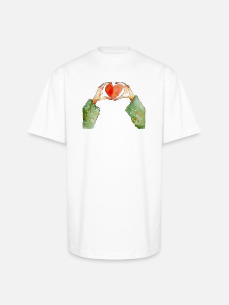 Hands Heart - Unisex Oversized Heavyweight T-Shirt - white