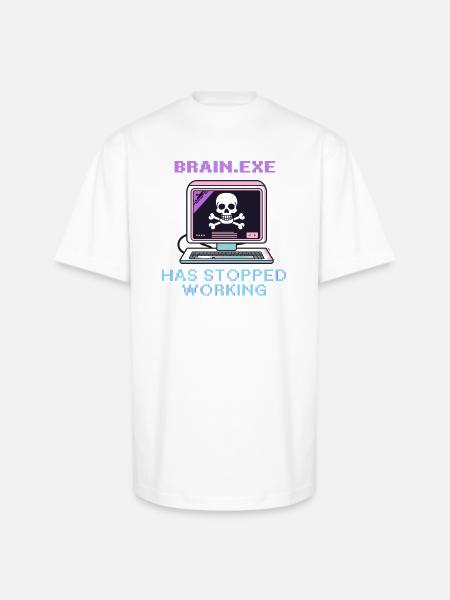Neon Retro Skull Computer - Unisex Oversized Heavyweight T-Shirt - white