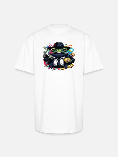 Bitcoin Frog Streetwear Art - Unisex Oversized Heavyweight T-Shirt - white