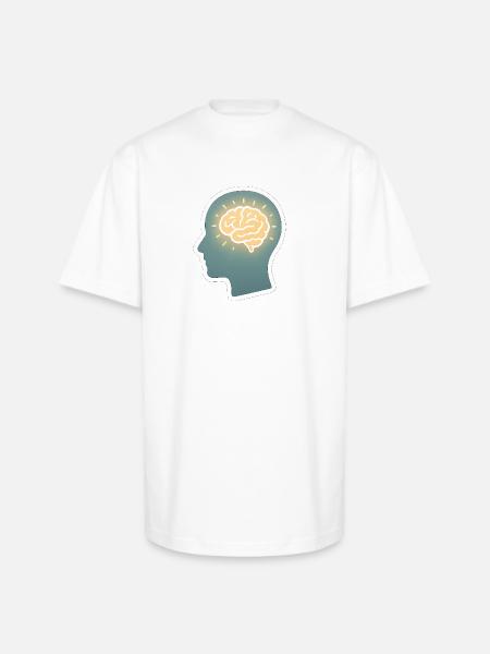 Neon Brain Glow Silhouette - Unisex Oversized Heavyweight T-Shirt - white