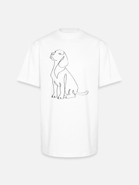 Sleek Dog Line Art Silhouette - Unisex Oversized Heavyweight T-Shirt - white