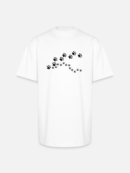 Pawprint Trail - Unisex Oversized Heavyweight T-Shirt - white
