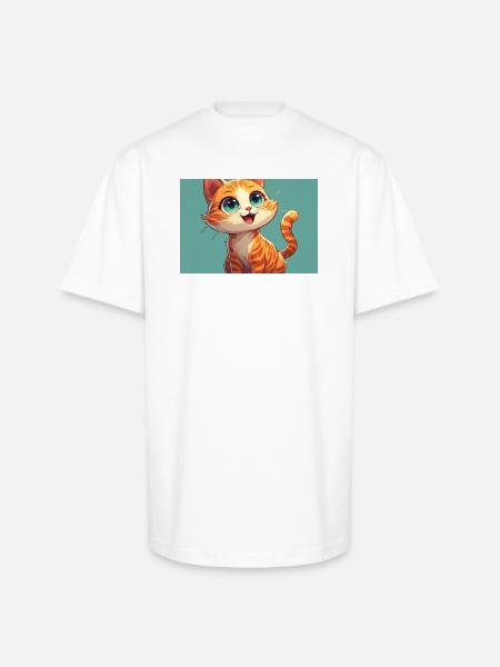 Happy Orange Tabby Kitten - Unisex Oversized Heavyweight T-Shirt - white