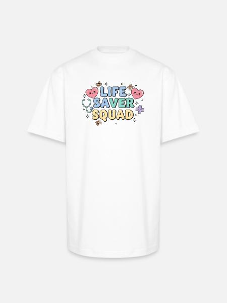 Life Saver Squad - Unisex Oversized Heavyweight T-Shirt - white