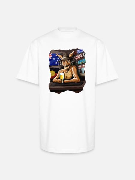 AUSSIE PUB ROO - Unisex Oversized Heavyweight T-Shirt - white
