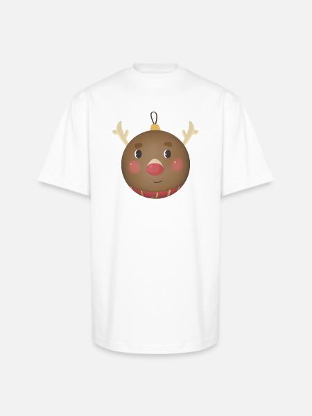 Cozy Reindeer Ornament Ball - Unisex Oversized Heavyweight T-Shirt - white