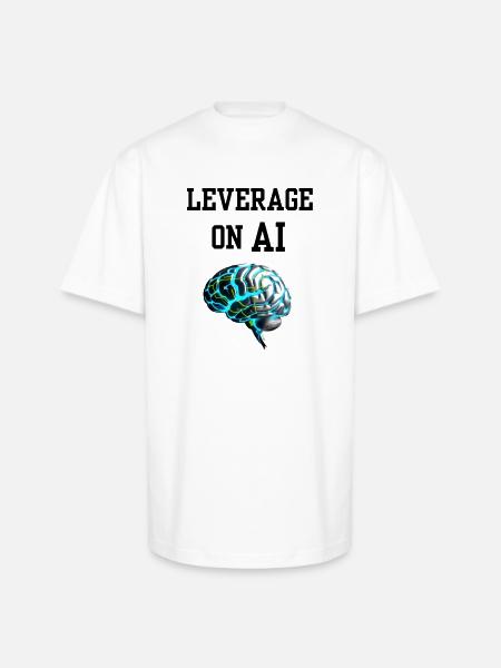 Leverage on AI Brain Neon - Unisex Oversized Heavyweight T-Shirt - white