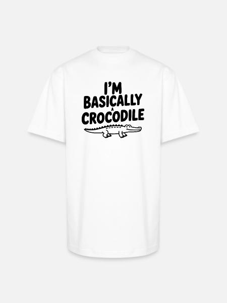 I'm Basically a Crocodile - Unisex Oversized Heavyweight T-Shirt - white