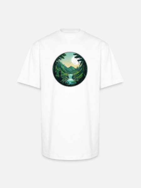 Moonlit Forest Valley - Unisex Oversized Heavyweight T-Shirt - white