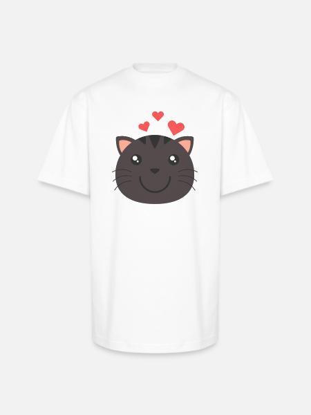 Heartfelt Cat Face - Unisex Oversized Heavyweight T-Shirt - white