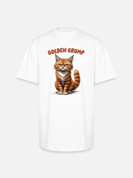 Golden Grump Cat - Unisex Oversized Heavyweight T-Shirt - white