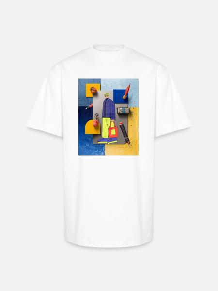 Bold Pop Art Fashion Collage - Unisex Oversized Heavyweight T-Shirt - white