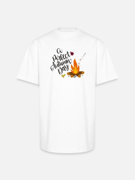 Autumn Campfire Cozy Day - Unisex Oversized Heavyweight T-Shirt - white