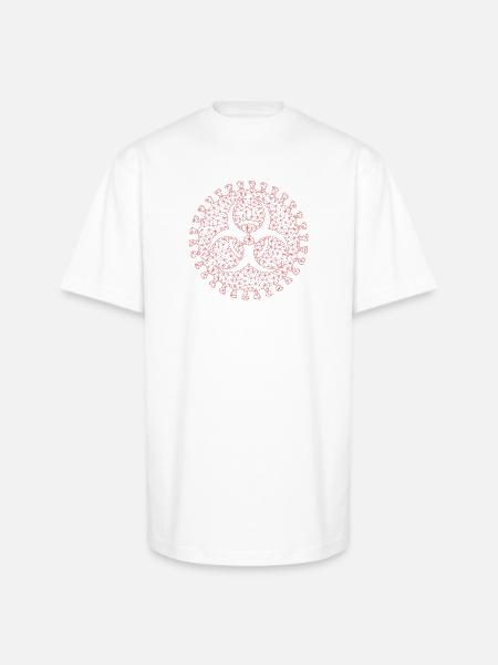 Geometric Virus Triad Emblem - Unisex Oversized Heavyweight T-Shirt - white