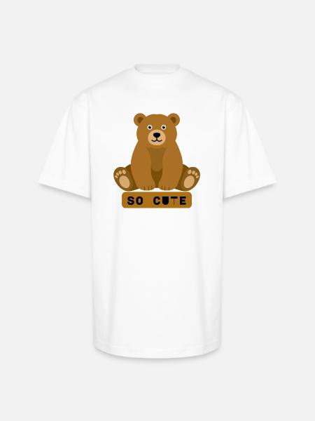 So Cute Bear Illustration - Unisex Oversized Heavyweight T-Shirt - white