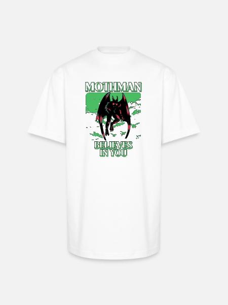 Mothman Believes In You - Unisex Oversized Heavyweight T-Shirt - white