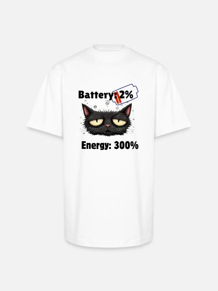 Battery 2% energyn300% - Unisex Oversized Heavyweight T-Shirt - white