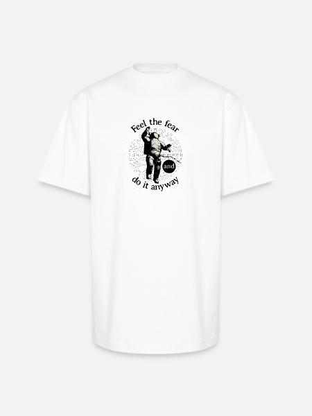 Astronaut Faces Fear Orbit - Unisex Oversized Heavyweight T-Shirt - white