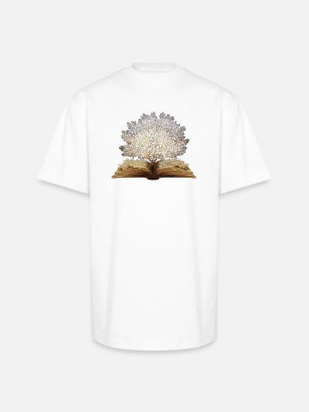 Golden book tree art - Unisex Oversized Heavyweight T-Shirt - white