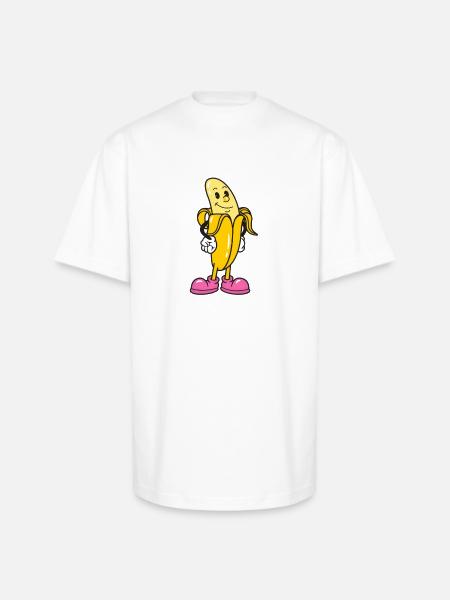 Banana Mascot in Pink Sneakers - Unisex Oversized Heavyweight T-Shirt - white