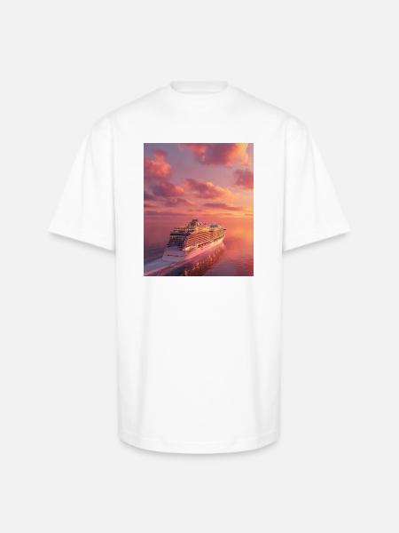 Sunset Cruise Lux Ship - Unisex Oversized Heavyweight T-Shirt - white