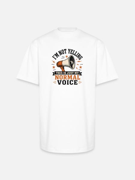 Normal Voice Megaphone Tee - Unisex Oversized Heavyweight T-Shirt - white