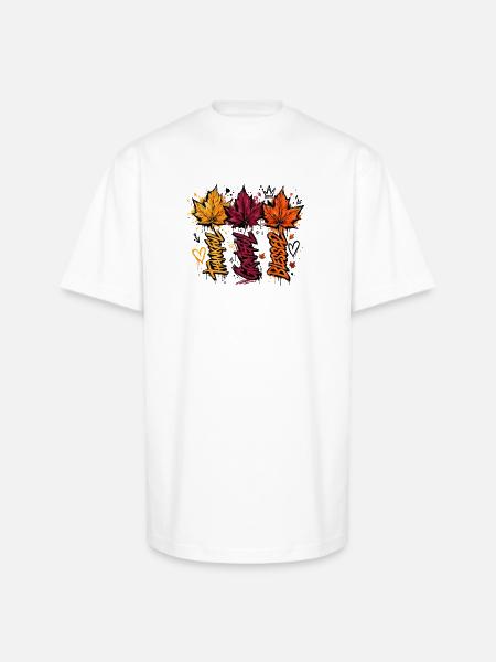 Autumn Graffiti Leaves - Unisex Oversized Heavyweight T-Shirt - white