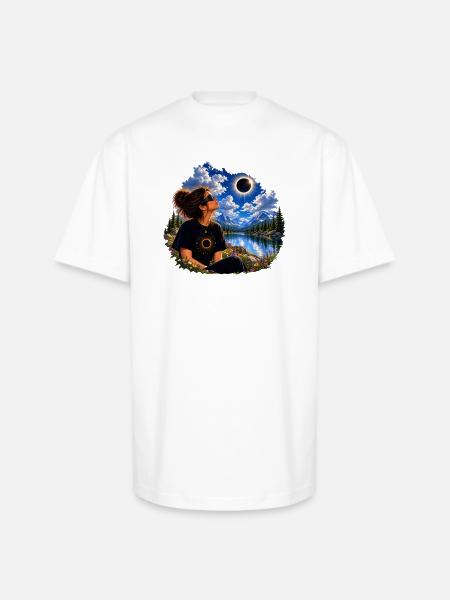 Solar Eclipse Nature Tee - Unisex Oversized Heavyweight T-Shirt - white