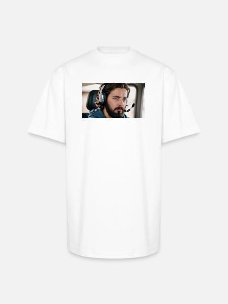 Cockpit Pilot Streamer - Unisex Oversized Heavyweight T-Shirt - white