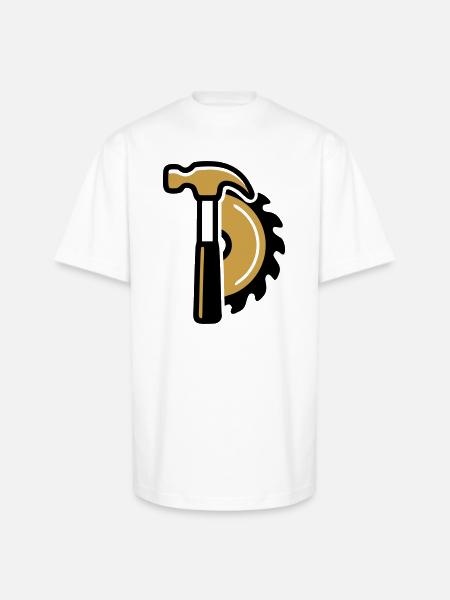 Hammer Circular Saw Logo - Unisex Oversized Heavyweight T-Shirt - white