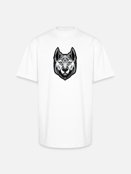 Wolf Loyalty Emblem Portrait - Unisex Oversized Heavyweight T-Shirt - white