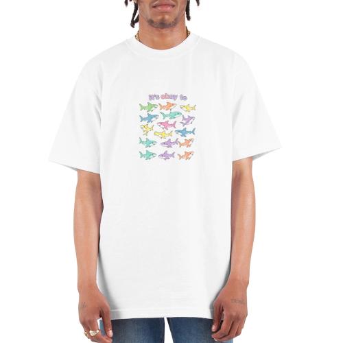 It’s Okay To – Cute Pastel Shark - Unisex Oversized Heavyweight T-Shirt