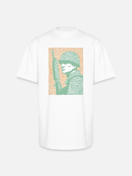 Mosaic Soldier Rifle Art - Unisex Oversized Heavyweight T-Shirt - white