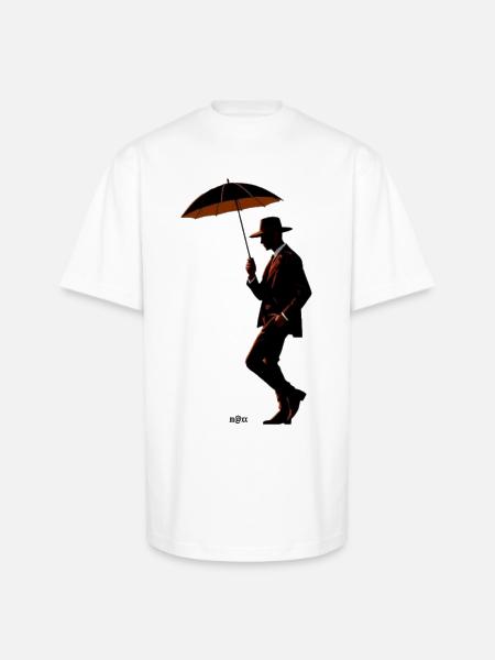 Noir Gentleman Umbrella Silhouette - Unisex Oversized Heavyweight T-Shirt - white