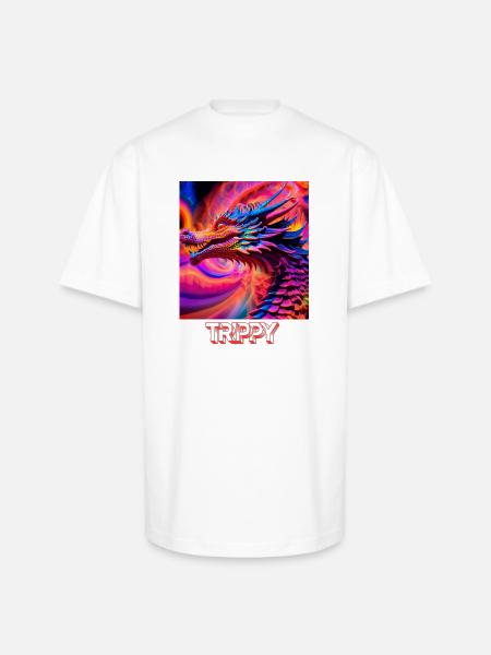 Trippy psychedelic fractal dragon - Unisex Oversized Heavyweight T-Shirt - white