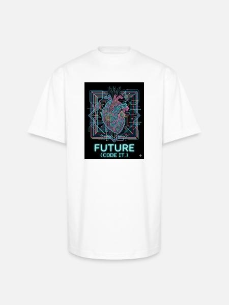 Future Code Heart Neon Circuit - Unisex Oversized Heavyweight T-Shirt - white