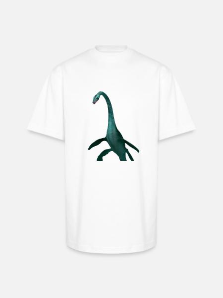 Emerald Long Neck Dino Tee - Unisex Oversized Heavyweight T-Shirt - white