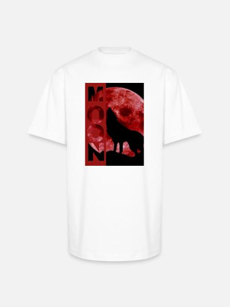 Moonlit Wolf Howl Silhouette - Unisex Oversized Heavyweight T-Shirt - white