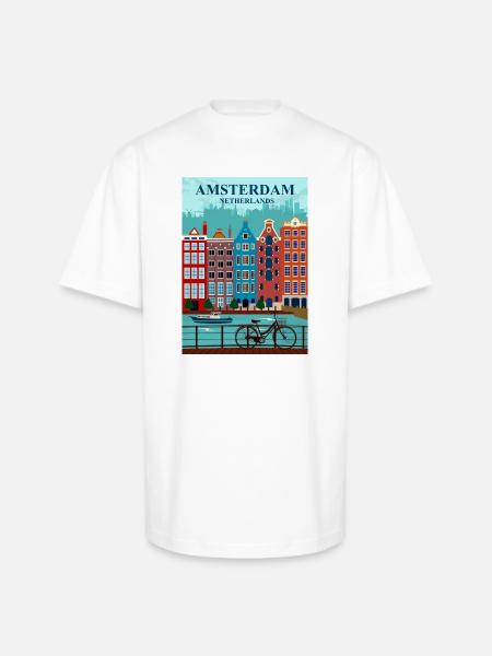 Amsterdam Travel - Unisex Oversized Heavyweight T-Shirt - white
